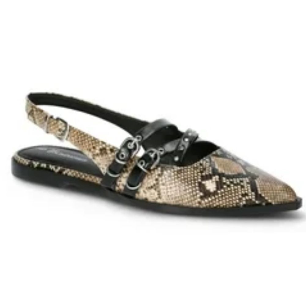 No Boundaries Sling Snake Print Back Strappy Flats(Size 9)